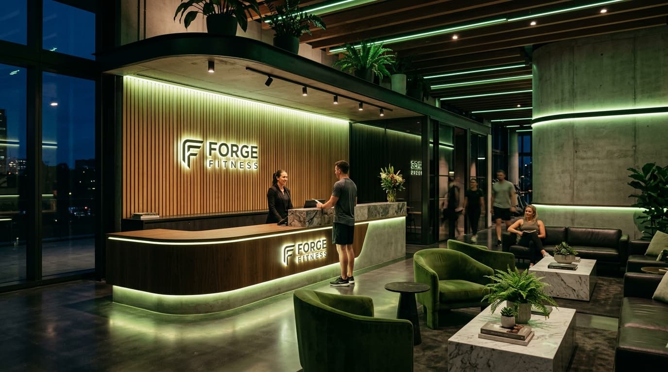 Greens Fitness Reception Backdrop